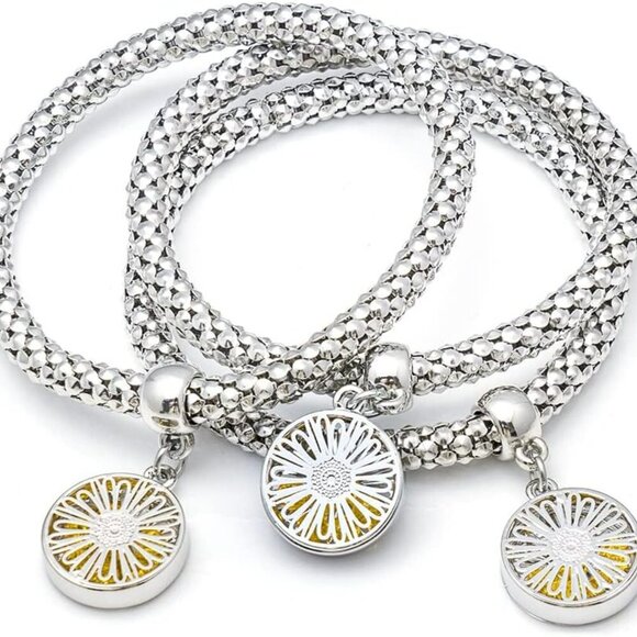 Crystal Charms Multilayer Bracelets - 3PCS Gold/Silver/Rose Gold Corn Chain Brac - Picture 1 of 6